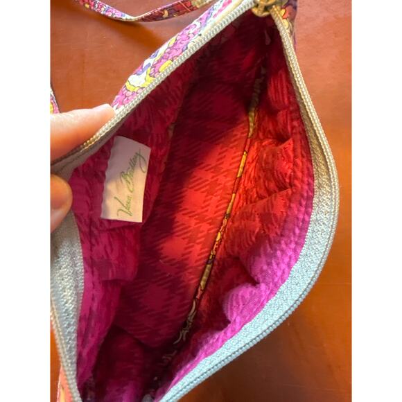 Vera Bradley Frannie Crossbody Bag Paisley Meets Plaid Pink Floral Quilted - Picture 6 of 7